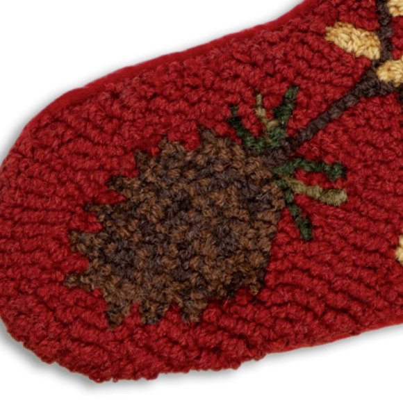 x4 Chandler 4 Corners Pinecone Branch Christmas Stocking Set Hooked Wool Megroz - Picture 5 of 6